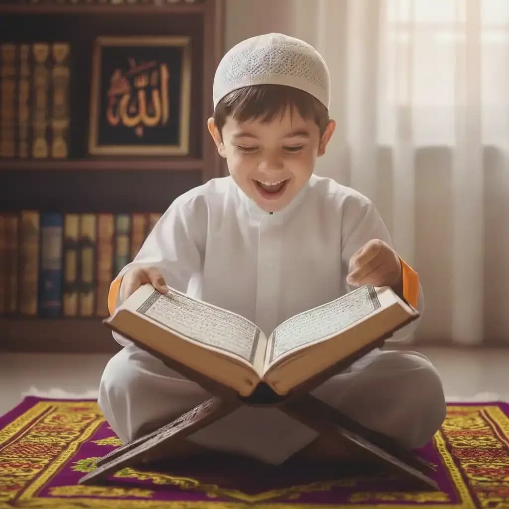 Student studying Quran online